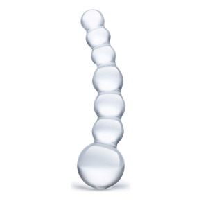 5" Curved Glass Beaded Dildo — изогнутный прозрачный стимулятор, 13 см