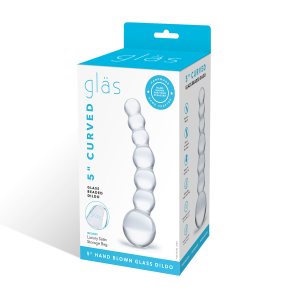 5" Curved Glass Beaded Dildo — изогнутный прозрачный стимулятор, 13 см