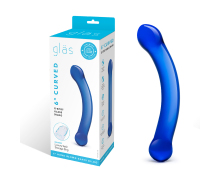 6" Curved Glass G-Spot Dildo — синий изогнутый фаллоимитатор, 16 см