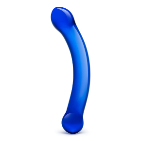 6" Curved Glass G-Spot Dildo — синий изогнутый фаллоимитатор, 16 см