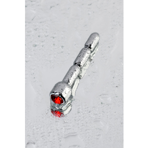 Серебристый уретральный плаг со стразом, 7&times;0.7 см