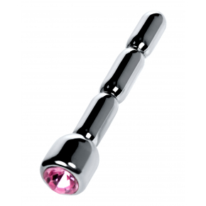 Серебристый уретральный плаг со стразом, 7&times;0.7 см