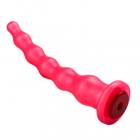 Розовый удлинённый анальный стимулятор с шариками, 22×4 см