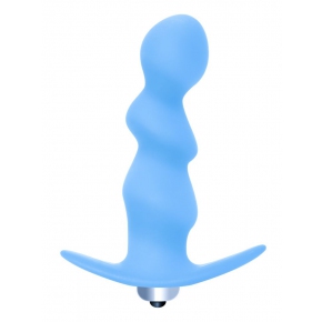 Фигурная анальная вибропробка Lola Toys Spiral Anal Plug, голубая