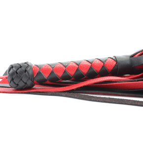 Черно-красная плеть с плетеной ромбовидной ручкой, 58 см