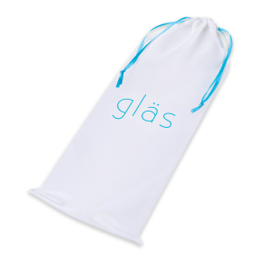 Стеклянный фаллос с мошонкой Glas Curved Glass G-Spot Dildo