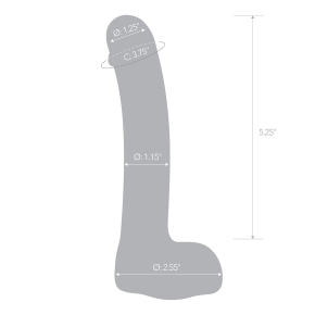 Стеклянный фаллос с мошонкой Glas Curved Glass G-Spot Dildo