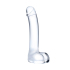 Стеклянный фаллос с мошонкой Glas Curved Glass G-Spot Dildo