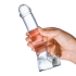 Стеклянный фаллос с мошонкой Glas Curved Glass G-Spot Dildo