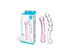 Набор из 2 стеклянных двухголовых фаллоимитаторов Double Pleasure Glass Dildo Set