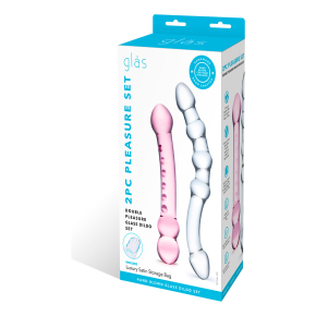 Набор из 2 стеклянных двухголовых фаллоимитаторов Double Pleasure Glass Dildo Set