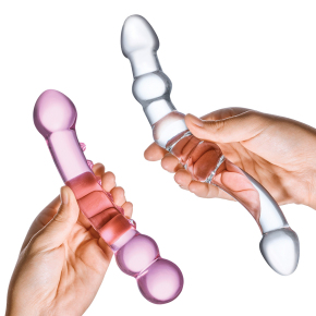 Набор из 2 стеклянных двухголовых фаллоимитаторов Double Pleasure Glass Dildo Set