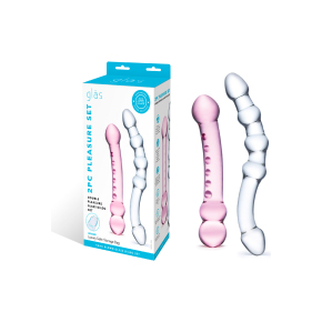 Набор из 2 стеклянных двухголовых фаллоимитаторов Double Pleasure Glass Dildo Set