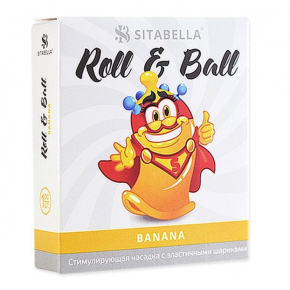 Стимулирующий презерватив-насадка Sitabella condoms Roll & Ball Banana