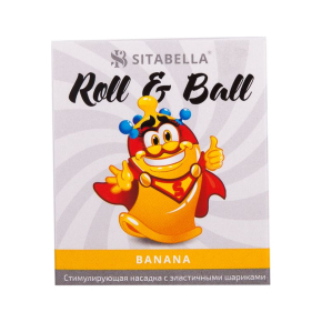 Стимулирующий презерватив-насадка Sitabella condoms Roll & Ball Banana