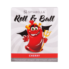 Стимулирующий презерватив-насадка Sitabella condoms Roll & Ball Cherry