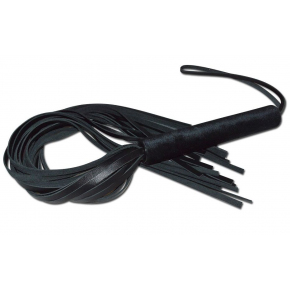 Чёрная кожаная плеть с жесткой ручкой, 63 см