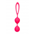 Ярко-розовые силиконовые вагинальные шарики с ограничителем-петелькой