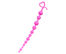 Розовая силиконовая анальная цепочка Long Sweety