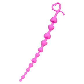 Розовая силиконовая анальная цепочка Long Sweety