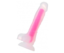 Прозрачно-розовый фаллоимитатор, светящийся в темноте, Peter Glow