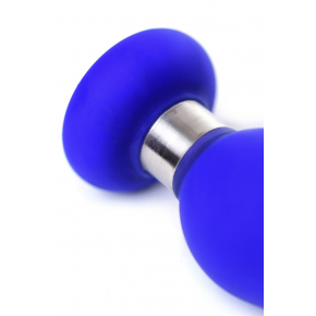 Синяя силиконовая анальная втулка с ограничителем