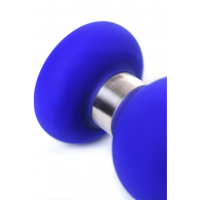 Синяя силиконовая анальная втулка с ограничителем