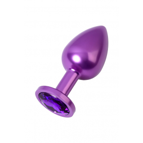 Фиолетовый анальный плаг с кристаллом фиолетового цвета