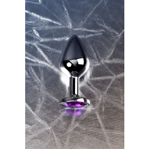 Коническая анальная пробка с фиолетовым кристаллом Metal