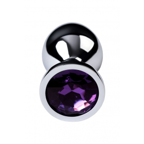 Коническая анальная пробка с фиолетовым кристаллом Metal