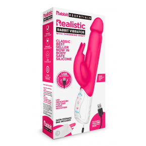 Вибратор Realistic Rabbit Vibrator With Throbbing Shaft, розовый