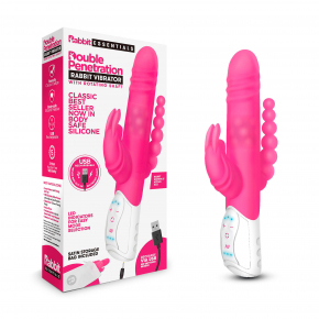 Вибратор Rabbit Essentials Double Penetration Rabbit Vibrator with Rotating Shaft, розовый