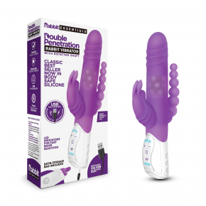 Вибратор Rabbit Essentials Double Penetration Rabbit Vibrator with Rotating Shaft, фиолетовый