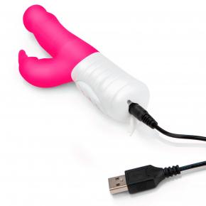 Вибратор Rabbit Essentials Slim Shaft Rabbit Vibrator With Rotating Beads, розовый