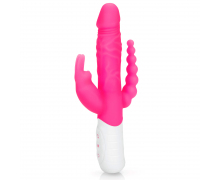 Вибратор Rabbit Essentials Slim Realistic Double Penetration Rabbit Vibrator With Rotating Beads, розовый