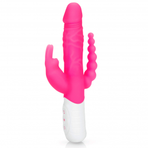 Вибратор Rabbit Essentials Slim Realistic Double Penetration Rabbit Vibrator With Rotating Beads, розовый