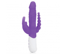 Вибратор Rabbit Essentials Slim Realistic Double Penetration Rabbit Vibrator With Rotating Beads, фиолетовый