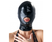 Маска на голову с wet-look эффектом с отверстием для рта