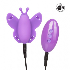 Silicone Remote Venus Butterfly — фиолетовая вибробабочка на ремешках с ДУ