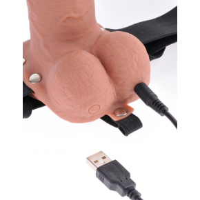 Перезаряжаемый вибрострапон Fetish Fantasy Series 7" Hollow Rechargeable Strap-on with Balls