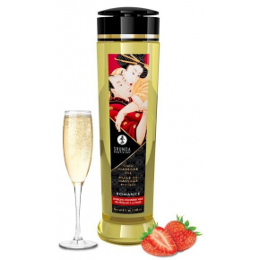 Массажное масло с ароматом клубники и шампанского Shunga Romance Sparkling Strawberry Wine, 240 мл