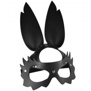 Черная кожаная маска «Зайка» с длинными ушками
