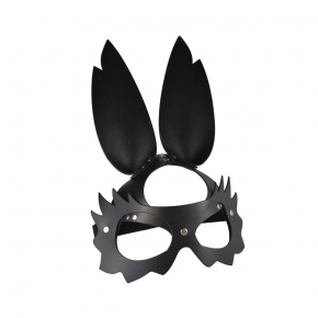 Черная кожаная маска «Зайка» с длинными ушками