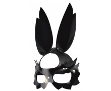 Черная лаковая кожаная маска «Зайка» с длинными ушками