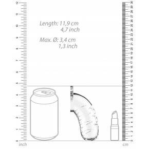 Мужской пояс верности со стимулятором уретры Shots Media Model 16 Chastity 4.5" Cock Cage Transparent