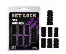 Набор из 7 насадок на пенис Get Lock, черный