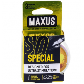 Презервативы с точками и рёбрами в пластиковом кейсе Maxus Special, 3 шт