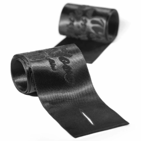 Черные ленты для связывания Bijoux Indiscrets Silky Sensual Handcuffs