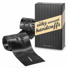 Черные ленты для связывания Bijoux Indiscrets Silky Sensual Handcuffs