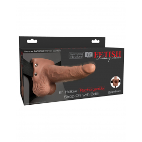 Перезаряжаемый вибрострапон Fetish Fantasy Series 6" Hollow Rechargeable Strap-On Remote